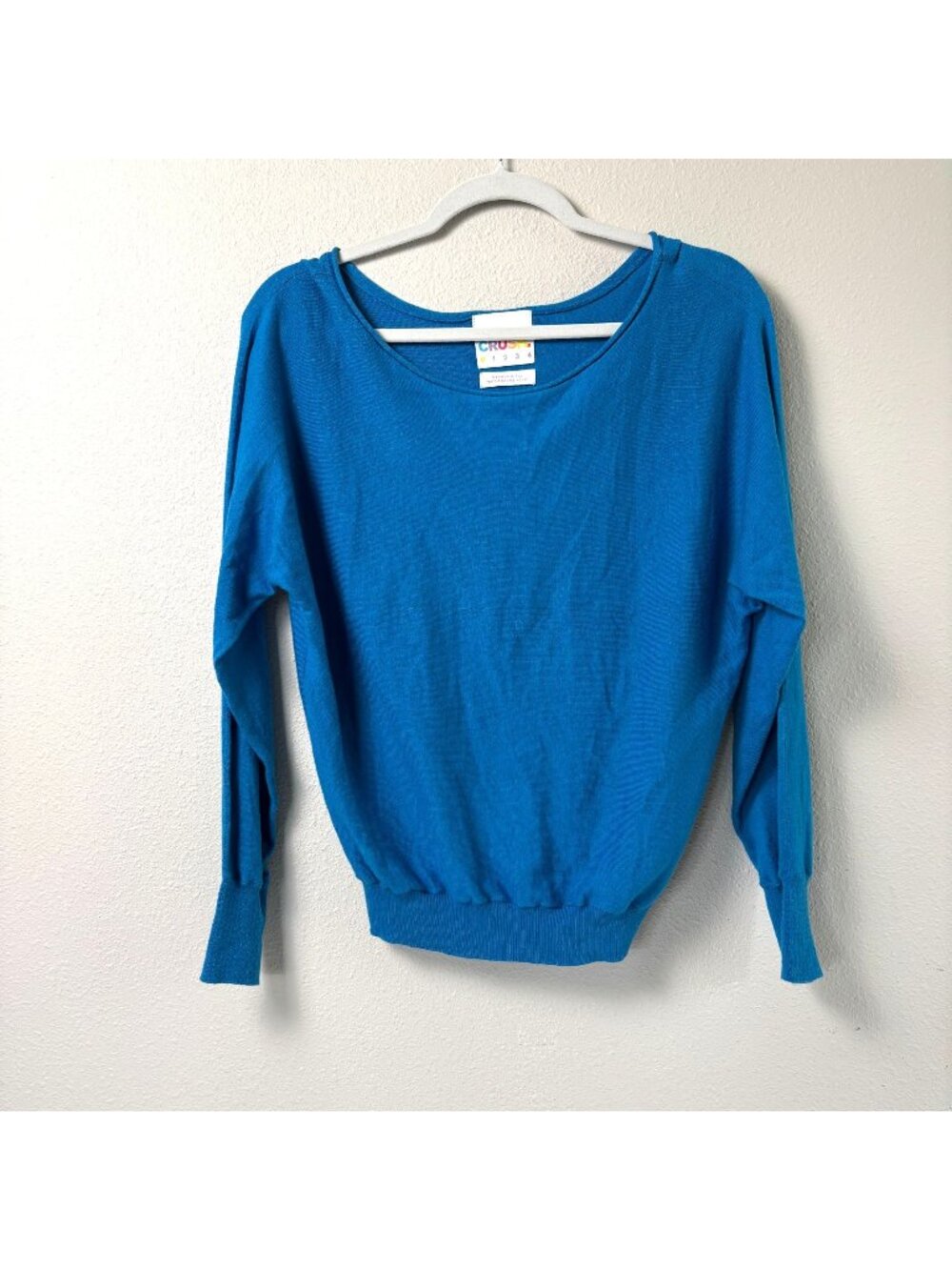 Crush Cashmere Silk‎ Sweater Top Size 0 XS Blue Pullover Dolman Sleeve Luxury